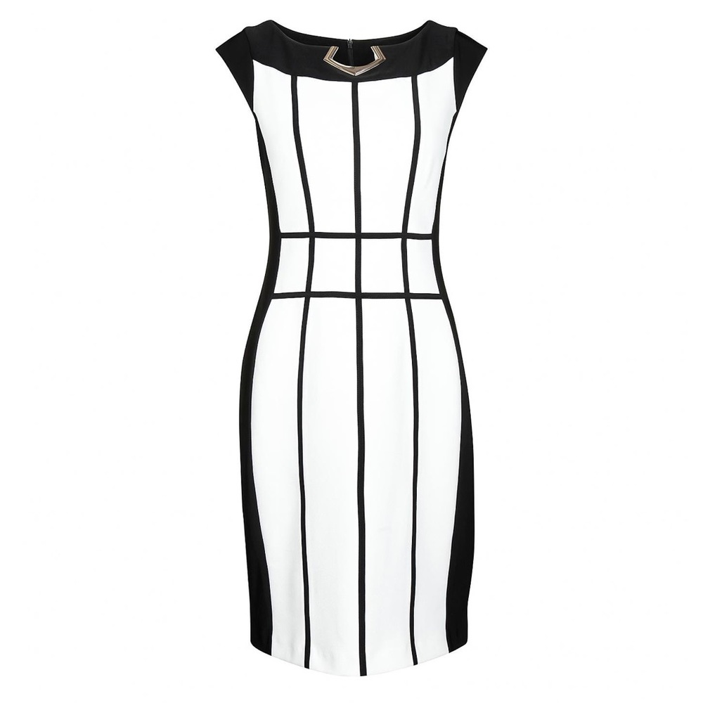 Joseph Ribkoff Black & White Slimming Cocktail Dress, Size 10